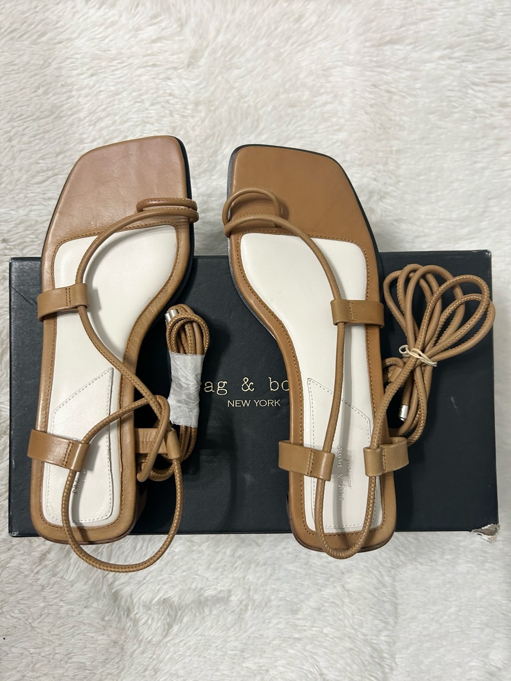 Rag & Bone Cindy Tie Strappy Square-Toe Lace-Up Sandals - Picture 7 of 11